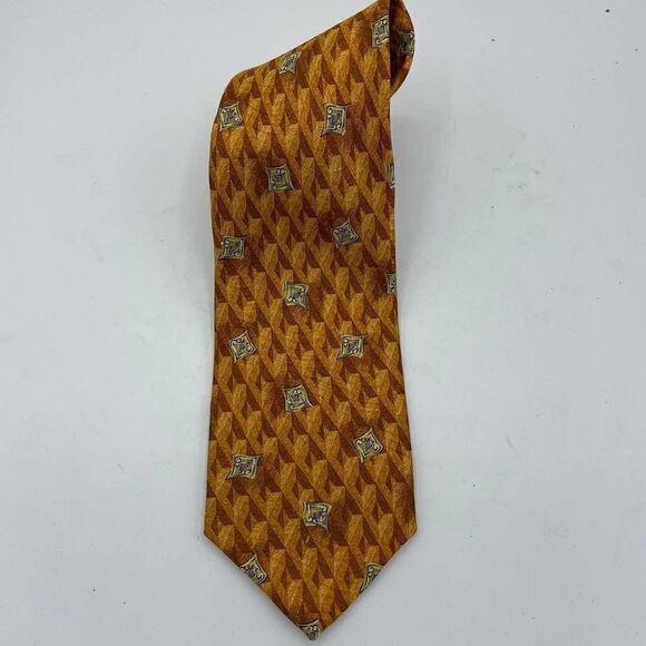 Robert Talbott 100% silk orange, gold and yellow patterned tie - Picture 1 of 5
